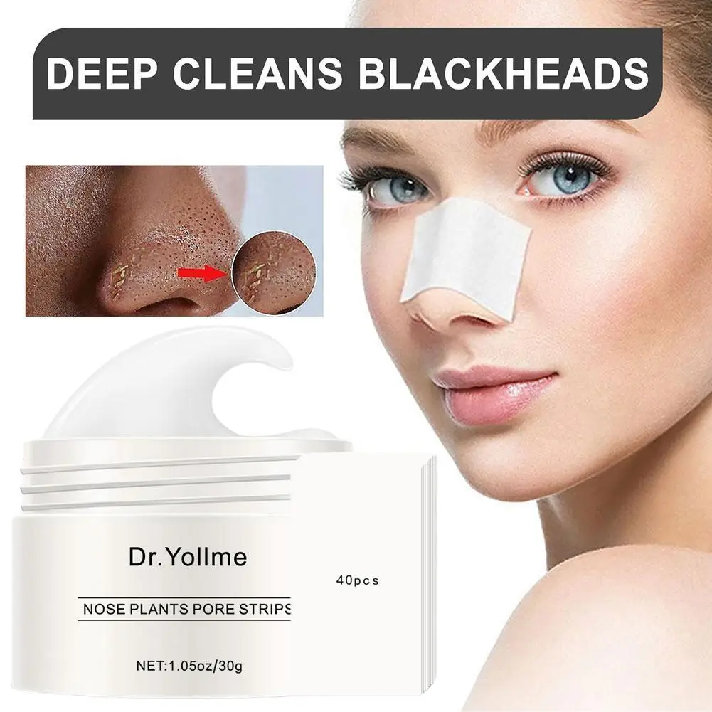 30g +40pcs nasal mask paper Blackhead Remover Cream Cleansing Black Mud Strips Care Mask Nose Peel Dots Acne Skin Off