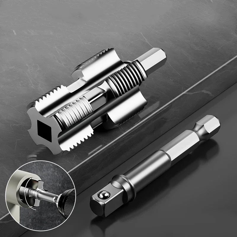 

Инструмент для нарезания резьбы в водопроводных трубах с двумя головками (4/6 точек), совместимый с электродрелью, универсальный шестигранный инструмент для нарезания резьбы в трубах