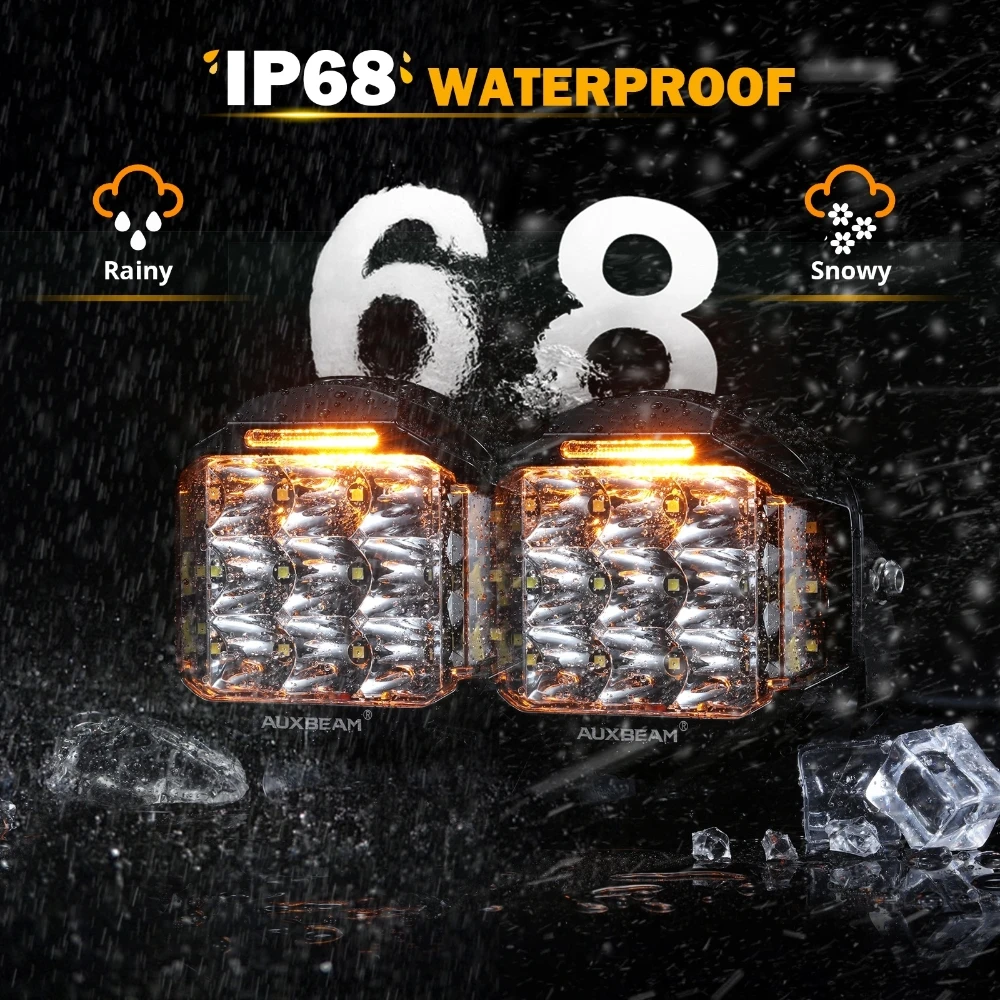 AUXBEAM 4/6Pcs V-MAX SERIES 5inch LED Driving Lights SIDE SHOOTER 168W 16440LM Work Light White Spot lights Amber DRL Combo Beam