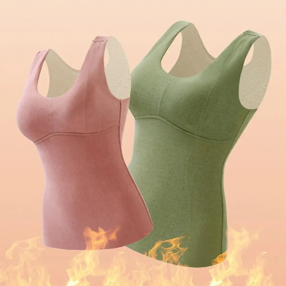 Feamless Fleece Vest Women's Fall Winter Thermal Vest Plush Sleeveless V Neck High Elasticity Slim Fit Padded Pullover Soft No image 4