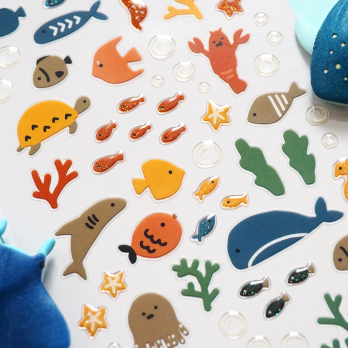 Korean Import BONITO Under The Sea Crystal Drop 3D PVC Stickers Scrapbooking Diy Journal Diary Sticker Cute Decor School Gift