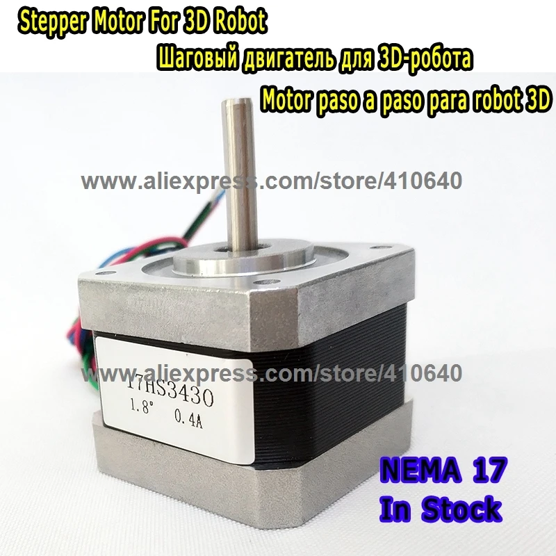 In Stock Free shipping stepper motor 17HS3430  0.4 A  28 N.cm with 4 lead wires and  step angle 1.8 degree