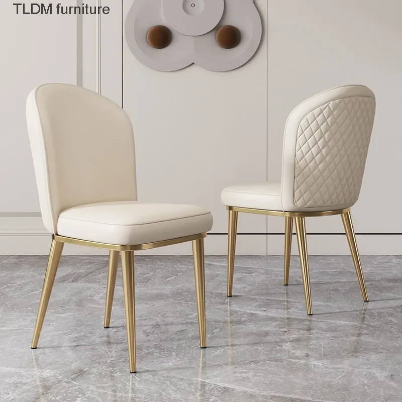 Sillas de comedor con acento de lujo, silla de diseño de restaurante estética blanca, patas cromadas, cómodas Chaises Salle Manger, muebles para el hogar