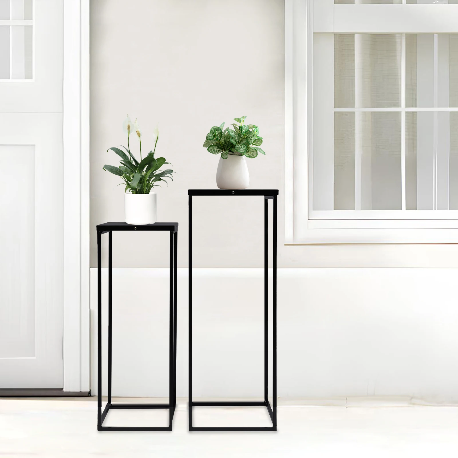 Набор из 2 предметов, черная стойка для цветов, домашний светильник, роскошная железная стойка для цветочных горшков, домашняя гостиная, напольная декоративная стойка для хранения