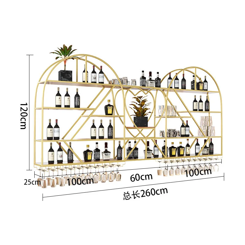 

Durable Customized restaurant home creative light luxury wall-mounted display stand industrial wind wall-mounted rack wine