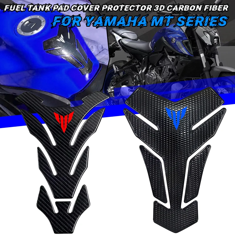 Almohadilla de tanque de combustible de motocicleta de fibra de carbono 3D, pegatinas protectoras para Yamaha MT01 MT03 MT07 MT09 MT10 MT 01 03 07 09 10