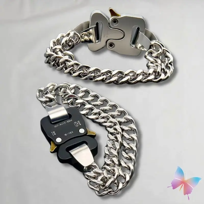 Men Women 1017 ALYX 9SM Bracelet Unisex Black Silver Functional Metal Buckle Double-stranded Bracelet Gift Box Packaging