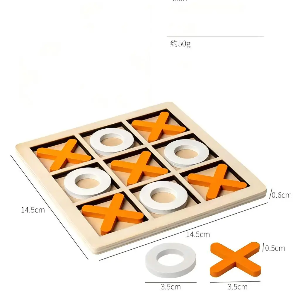 Wooden Tic Tac Toe Board Game, Portable XO Chess Strategy Puzzle Game, Parent-Child Interactive Educational Toy for Kids Family view 3