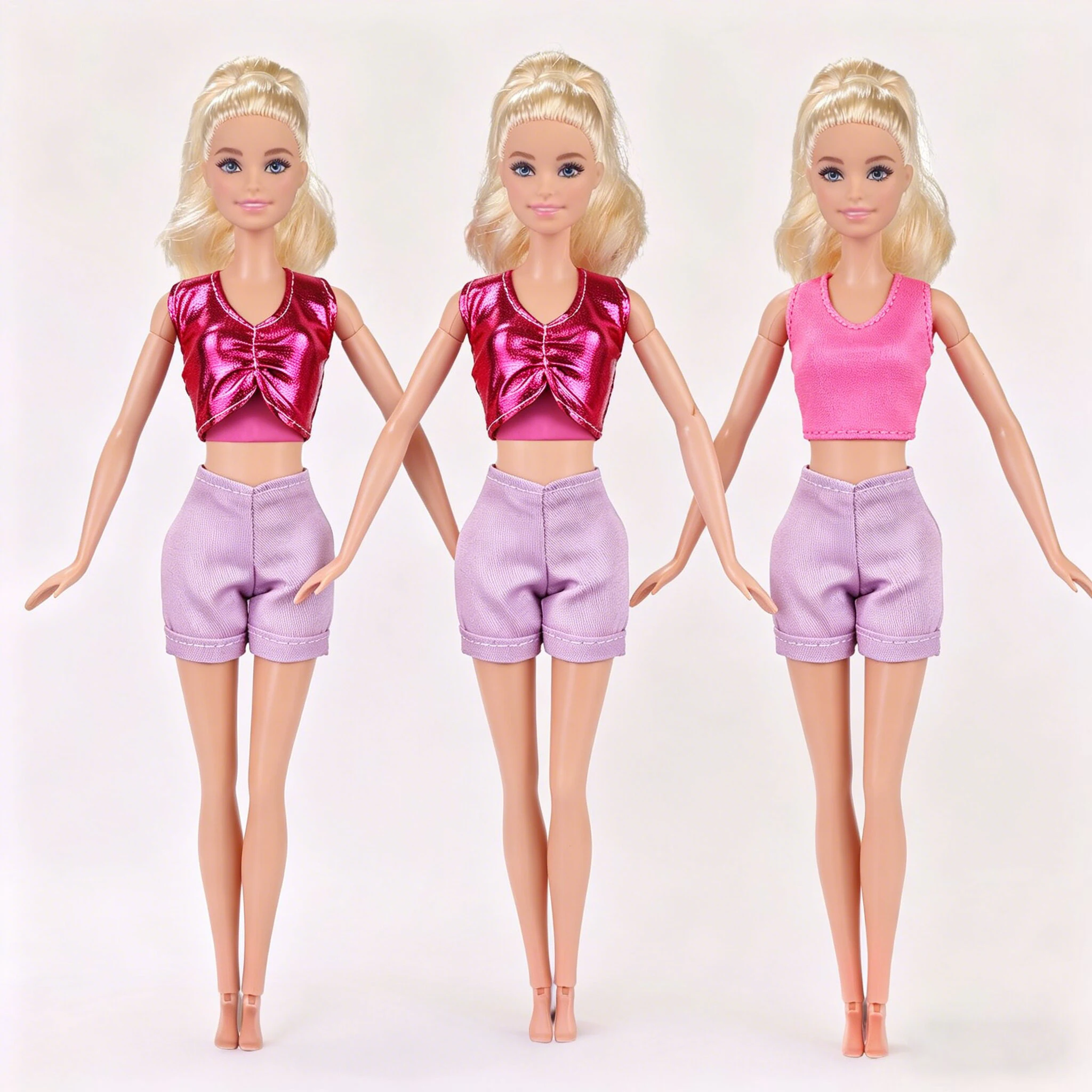 Fashion Spicy Girl Sparkling Top + Versatile Short Pants Set For 1/6 FR Babi Supermodel Doll 30cm Doll Clothes Accessories