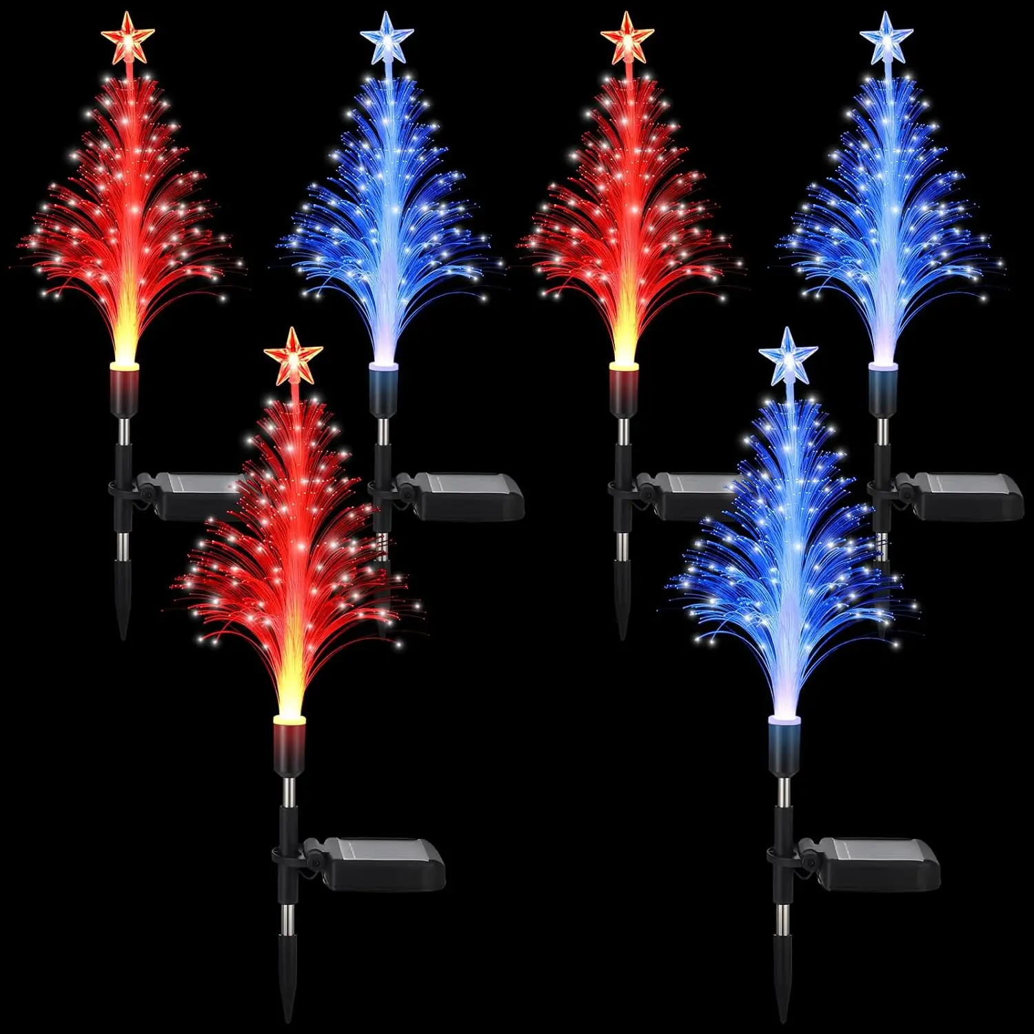 

6 Pack Solar Christmas Tree Lights Outdoor Waterproof Color-Changing Yard Decorations Red Blue