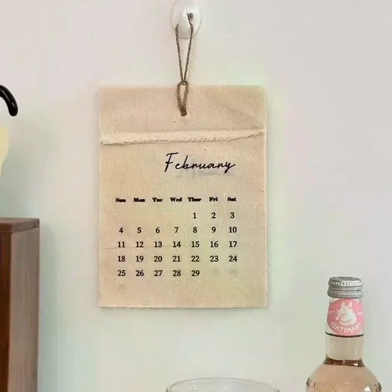 

2026 Canvas Hook-Style Fabric Calendar Wall Calendar Retro Style Wall Calendar Decoration