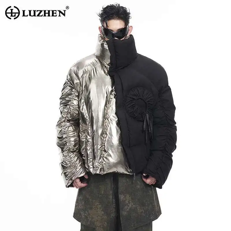 LUZHEN Parkas Glossy Personalized Patchwork High End Luxury Trendy Men Pleated Designer Original Thickened Padded Jackets LZ8077