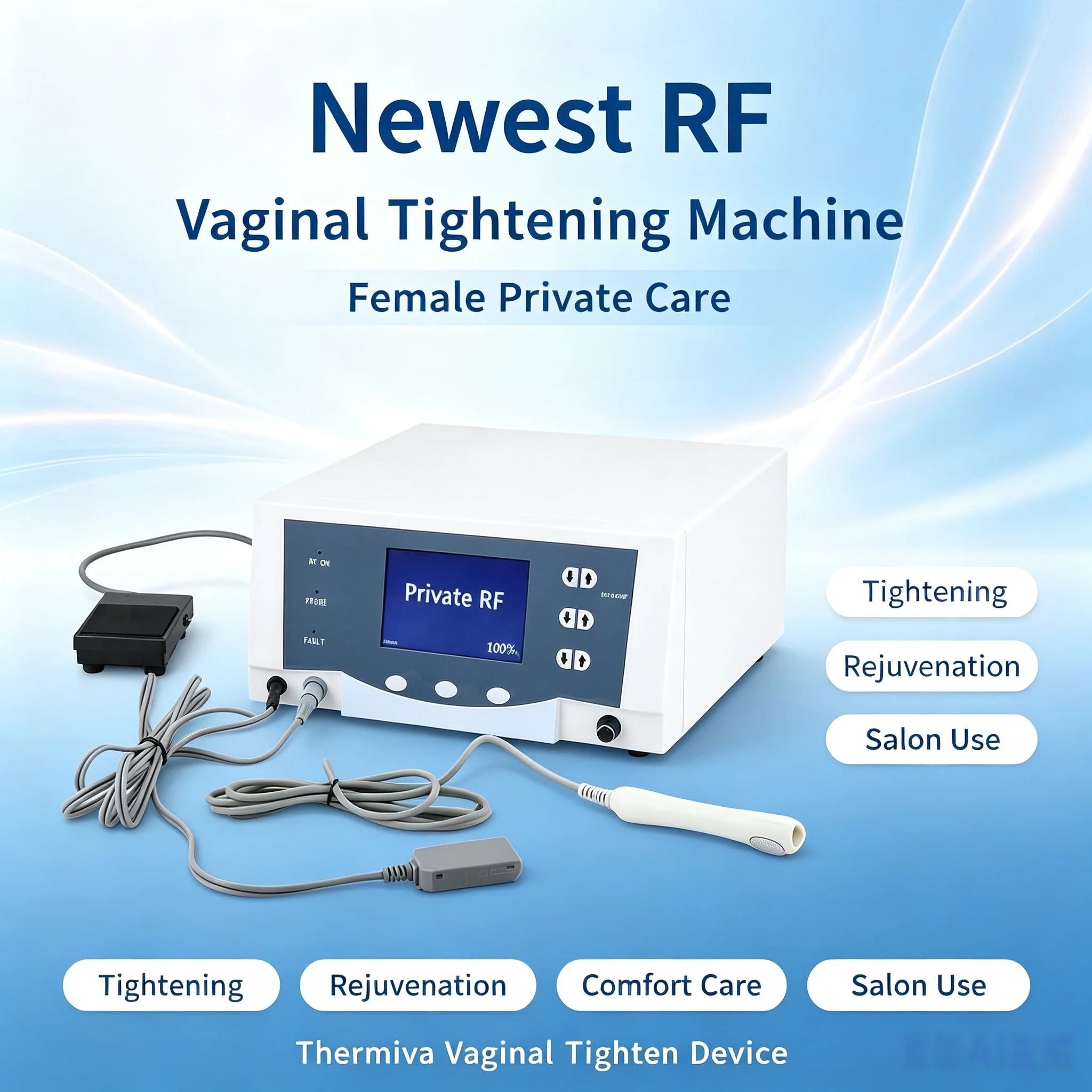 RF Skin Care Equipment With Custom Intimate Care Probe Gentle Skin Surface Maintenance Instrument