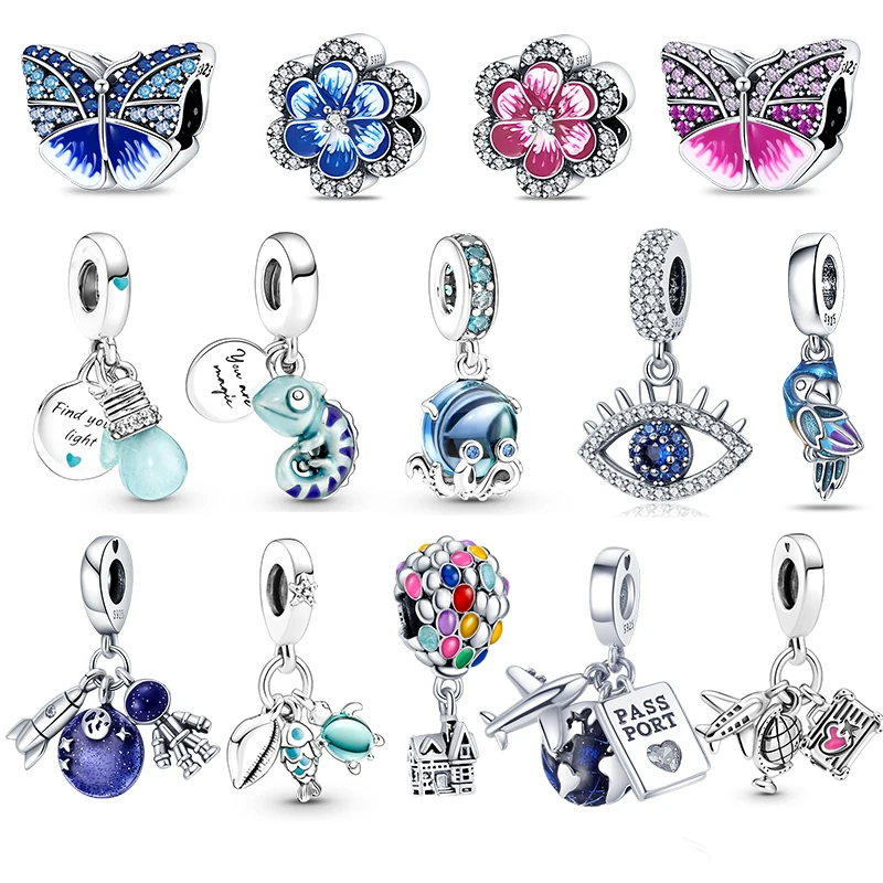 

100% Real 925 Sterling Silver Chameleon Charms Beads Fit Original Pandora Bracelet&Bangle For Women Birthday Jewelry Gifts