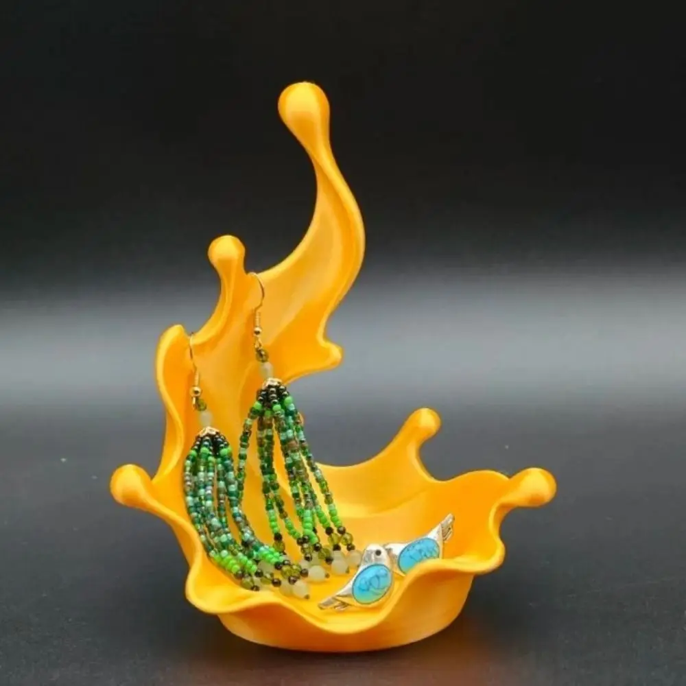 3D Printed Splash Shaped Jewelry Tray Wave Shaped Plastic Water Splash Trinket Holder Vivid Decorative Sundries Storage Tray