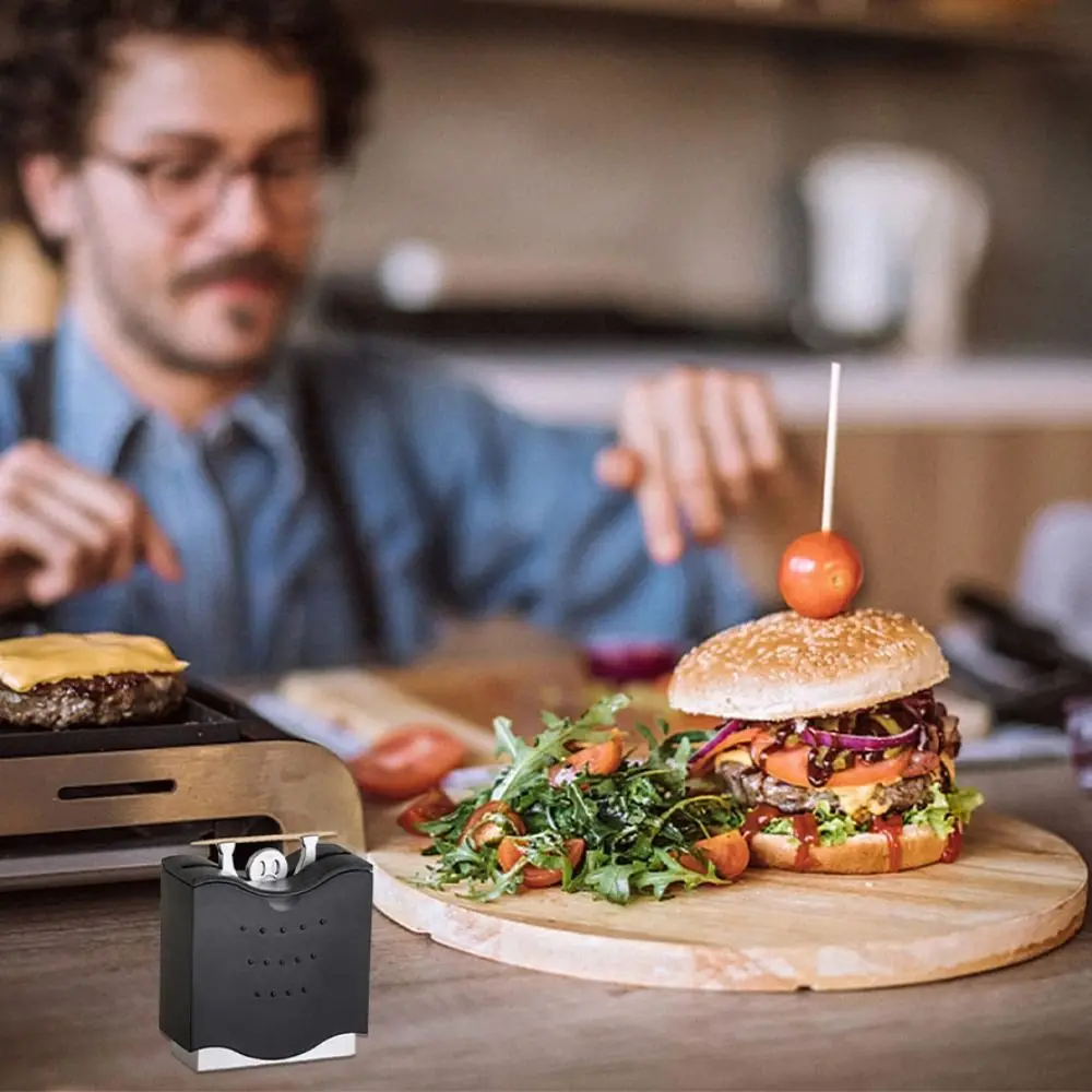 

Weightlifting Posture Hercules Toothpicks Dispenser Black Plastic Toothpick Holder Semi-automatic Toothpick Box Living Room