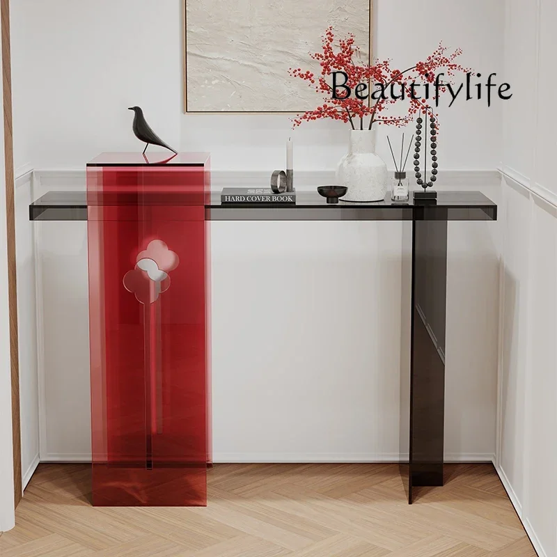 Modern simple entrance table acrylic light luxury entrance is facing the entrance table, the foyer is against the wall,