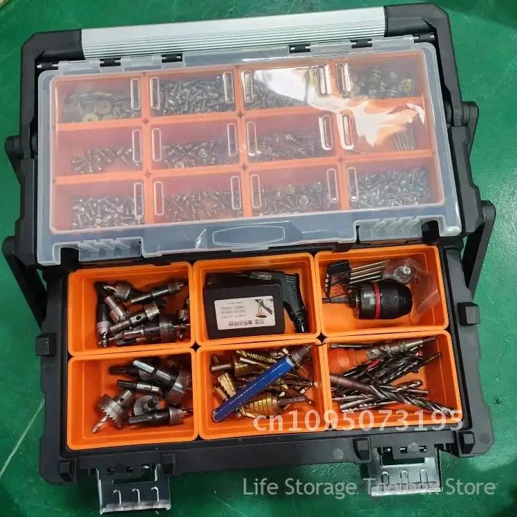 Portable Tool Box 2-layer Large Tool box Plastic Tool Organizer Parts Hardware Screws Storage Tool Box arrangement Box Tool Box
