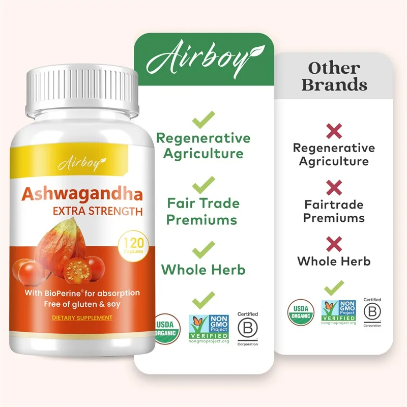 Ashwagandha Extra Strength - Support Stress Improve Sleep Brain Health Muscle and Strength Boost Immunity