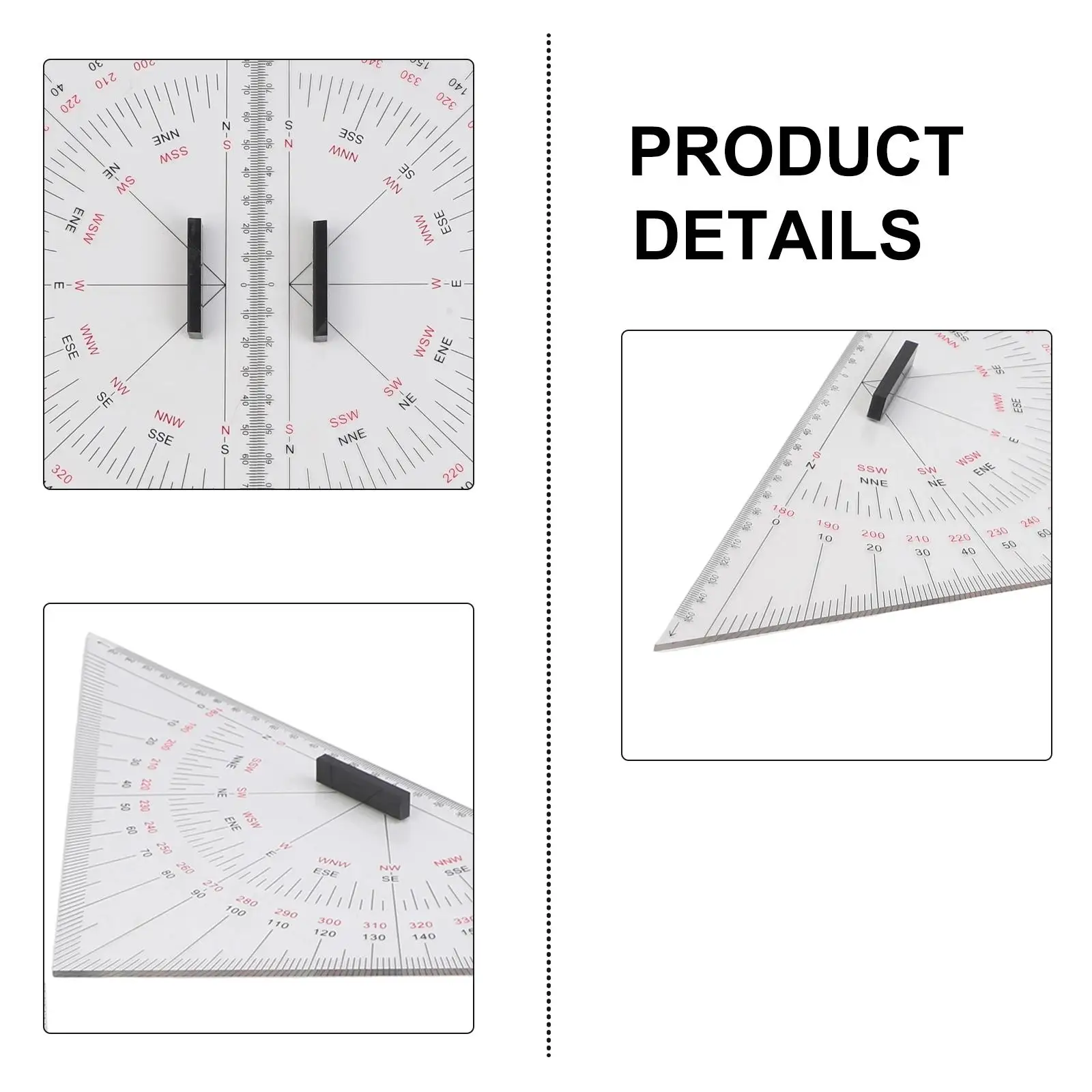 2pcs 30cm Marine Chart Plotting Triangle Ruler Protractor Hand-drawn Triangle Board Navigation Drafting Marine Accessories