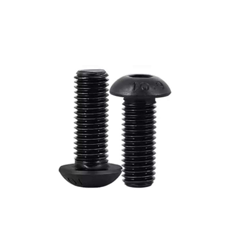 10pcs 0#-80 2#-56 4#-40 6# 8# 10# Unc American Standard Grade 10.9 Black Hexagon Socket Round Head Screw Mushroom Head Hex Bolts