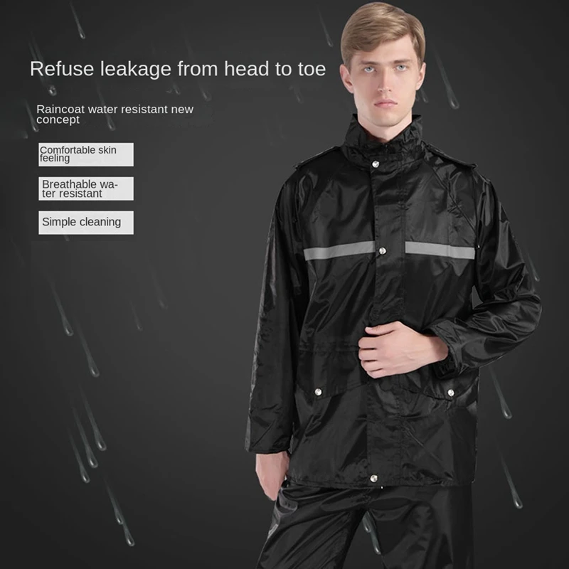 Thickened PVC Split Waterproof Raincoat For Men's Motorcycle Impermeable Rain Jacket Pants Suit Protective Rainwear