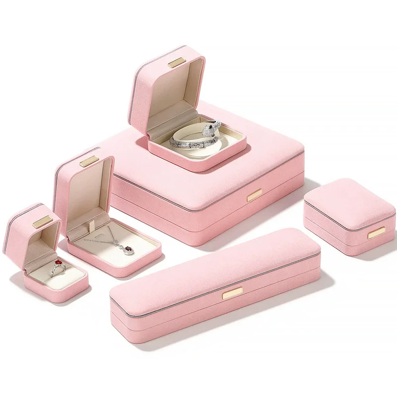 

Pink gold buckle jewelry display box ring stud earrings necklace pendant bracelet storage display box gift box