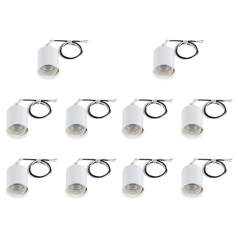 

Держатель-адаптер для светодиодной лампы LICE-10X E27 с круглым цоколем, металлический, с проводом, белый