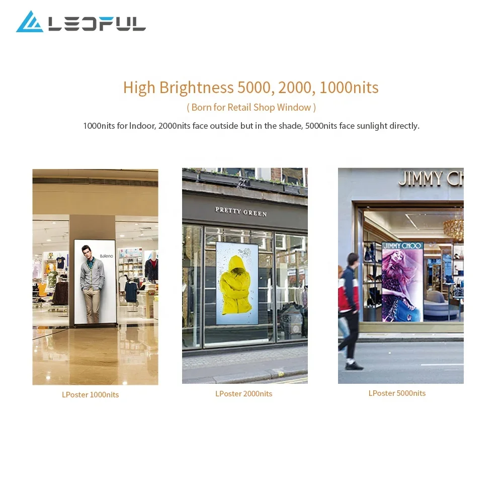 Layar Tampilan Poster LED Iklan Digital Hd P2.5 Stand Wifi Cerdas Ramping Luar Ruangan