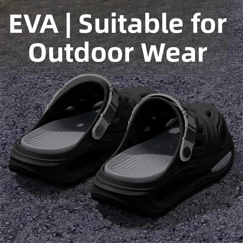 Men Summer Outdoor Clog Slippers, Thick‑Bottom Anti‑Slip Wear‑Resistant Odor‑Proof Two‑Way Wear Shoes for Beach Shower Daily Use view 3