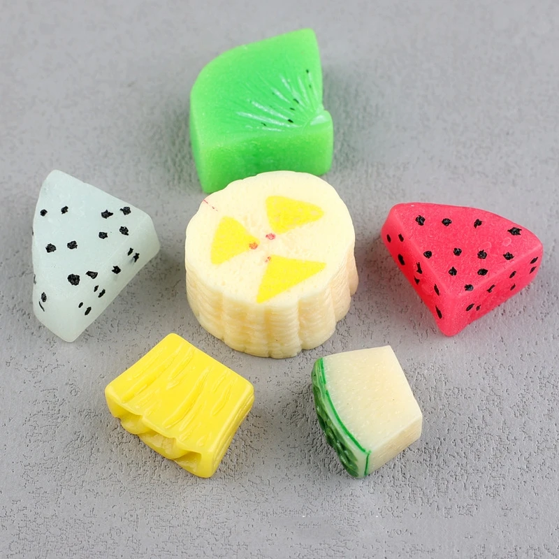 20pcs Kawaii 3D Fruit Flatback Resin Cabochon Simulation Fake Food Fit Phone Deco Parts DIY Scrapbooking Accessories Melon Charm