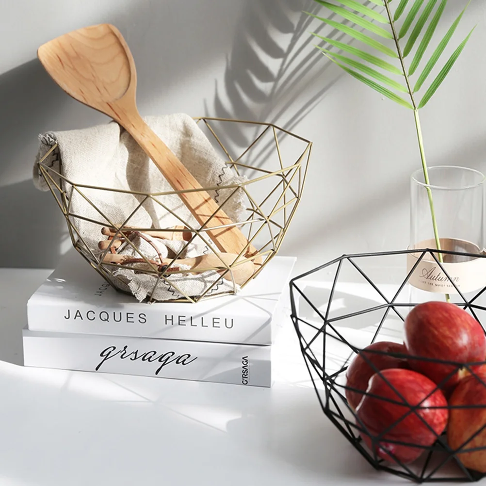 

Small Size Golden Nordic Iron Fruit Basket Modern Household Snack Storage Fruit Bowls Snack Storage Basket