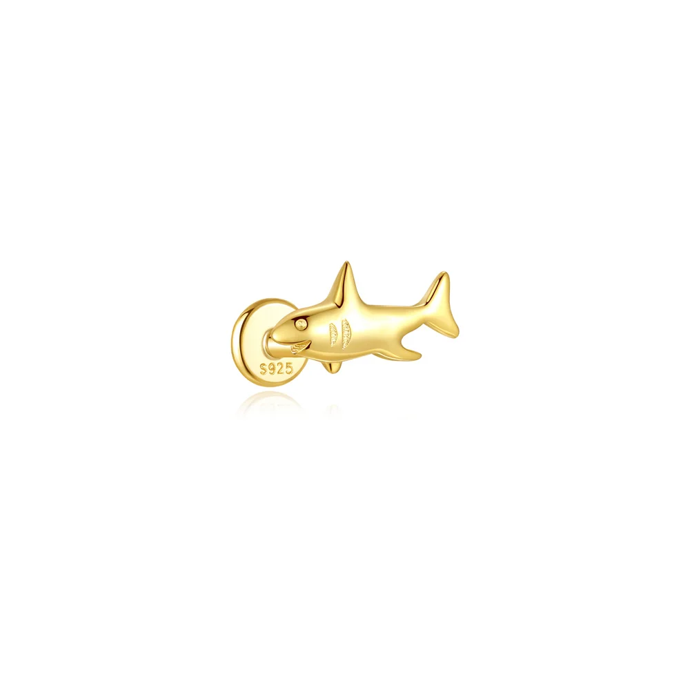 AIDE 1PC 925 Sterling Silber Glück Rot Koi Piercing Ohrring Für Frauen Geometrische Kette Zirkon Ohr Knochen Stud Ohrringe edlen Schmuck