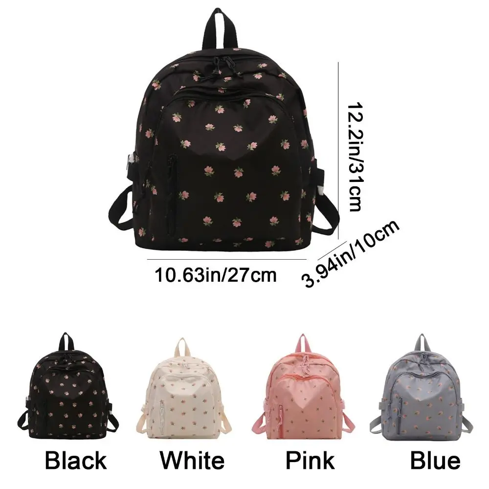Fashion Korean Styles Women Floral Backpack Large Capacity Zipper Closure Travel Bag Small Size Girls Handbag for School Use