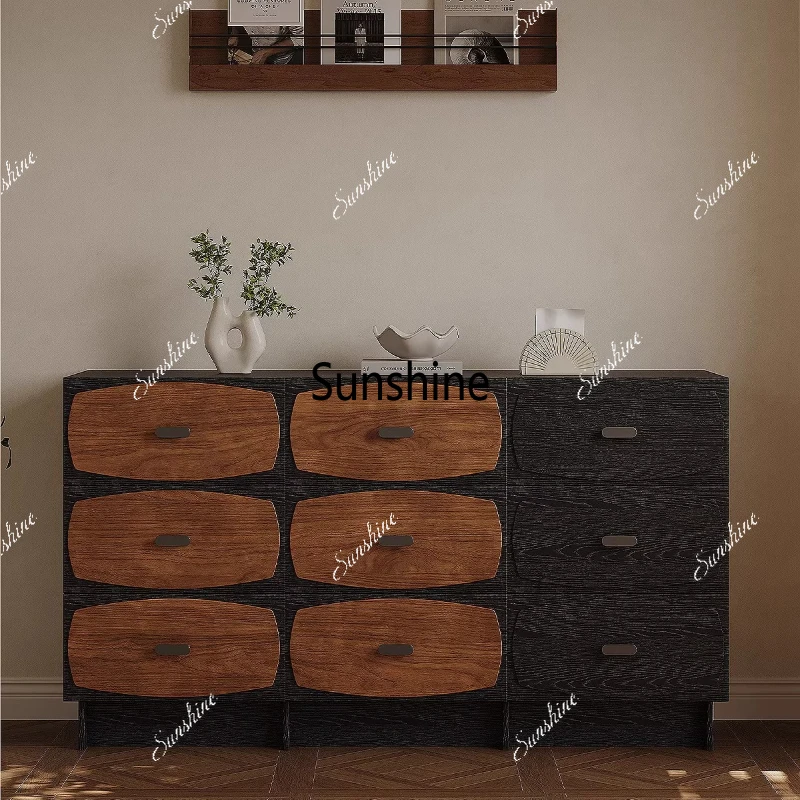 

Wabi-sabi style solid wood sideboard, wall-to-wall pantry cabinet, medieval style large-capacity storage cabinet
