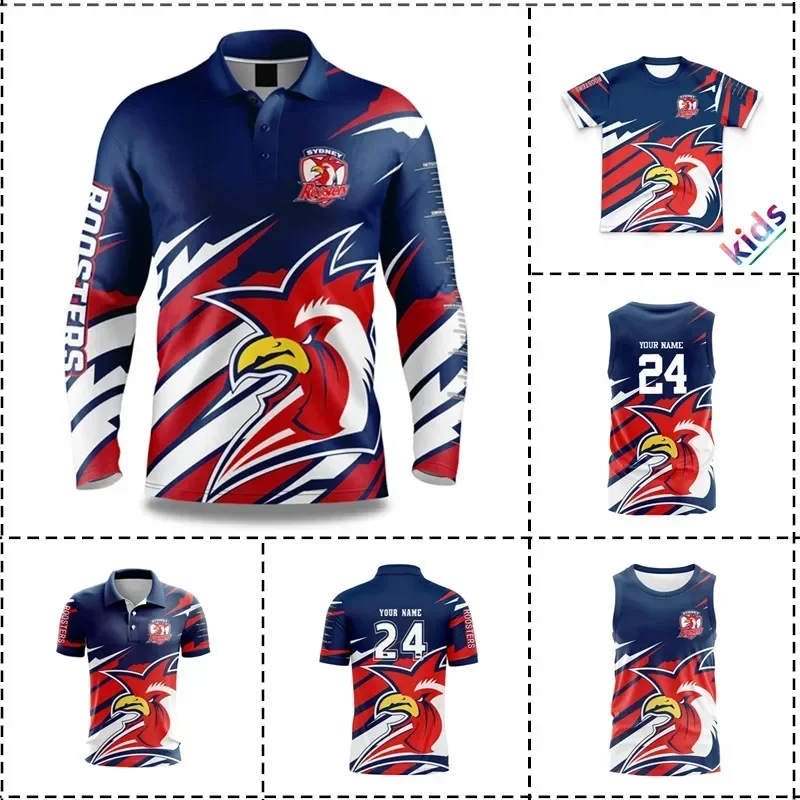 

Customization 2024 Sydney Roosters Fishing Shirt Rugby Jersey - Men's Size: S-5XL（Print Custom Name Number）