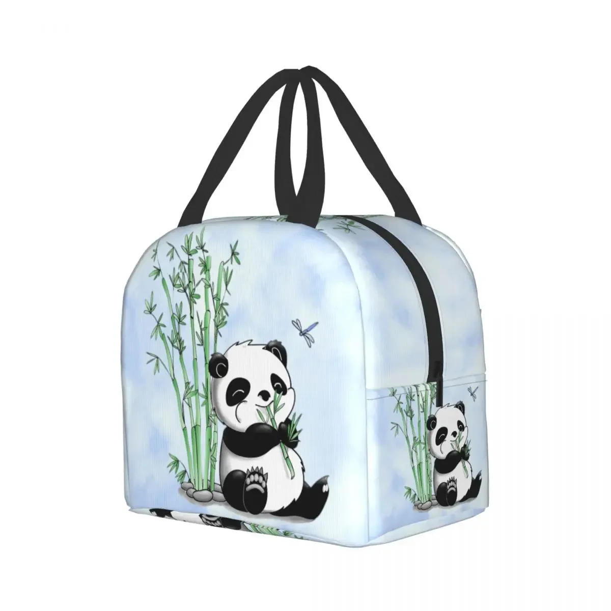 Panda Bear Insulated Lunch Bag for Camping Travel Portable Thermal Cooler Lunch Box Women Kids Work Picnic Food Storage Bags