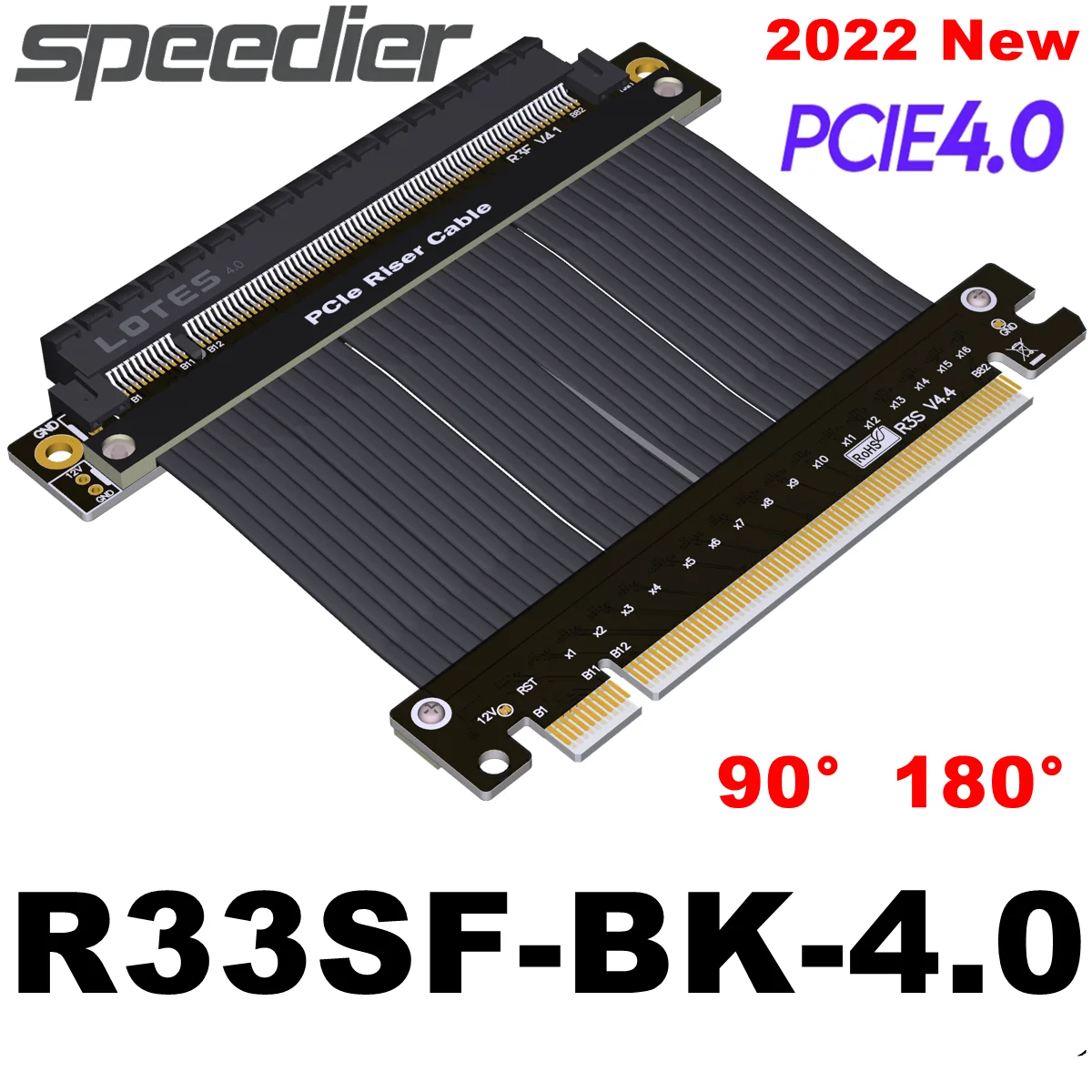 

Гибкий кабель для подъема 2022 фосней PCI Express Gen4 4,0x16 с плоским креплением, совместим с чехлом ATX