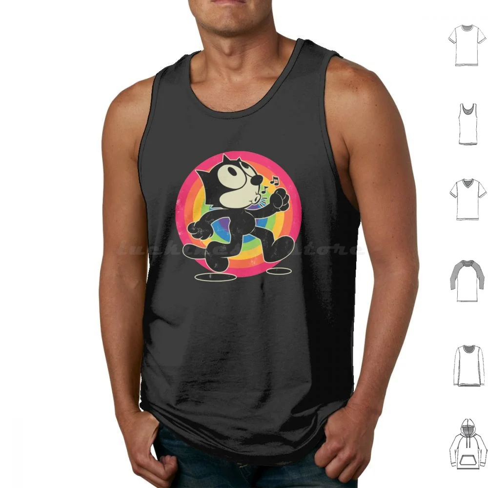 

Retro Vintage Tank Tops Vest Sleeveless Vintage Cartoon Animation Kitty Black Cat Vintage Cartoon Cartoon Funny Funny Black