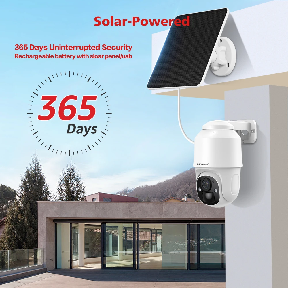 Wireless WIFI Solar Panel Camera Outdoor 2MP 4MP PIR Human Detection Built-in 9000mah Rechargeble Battery Security Camera