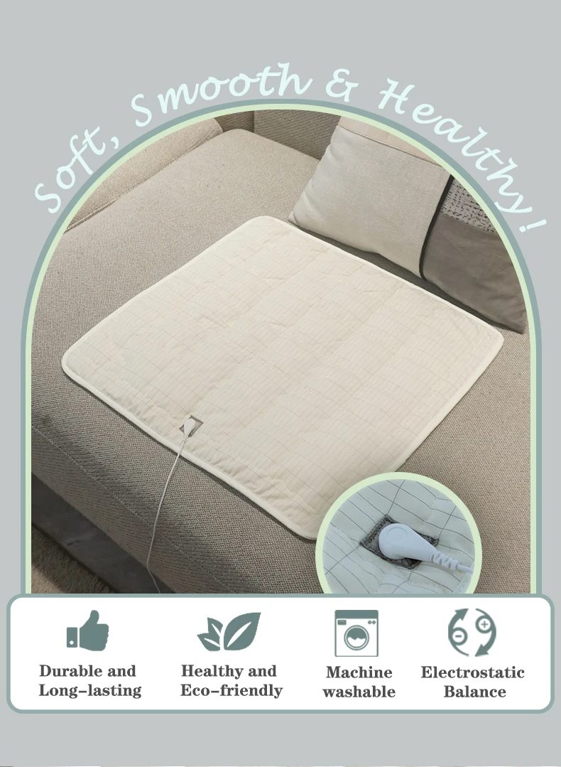 Grounding Earthing Silver Fiber Mat 40*70cm, EMF Protection Anti-Static Conductive Pad, Breathable Comfortable Earthing Sheet