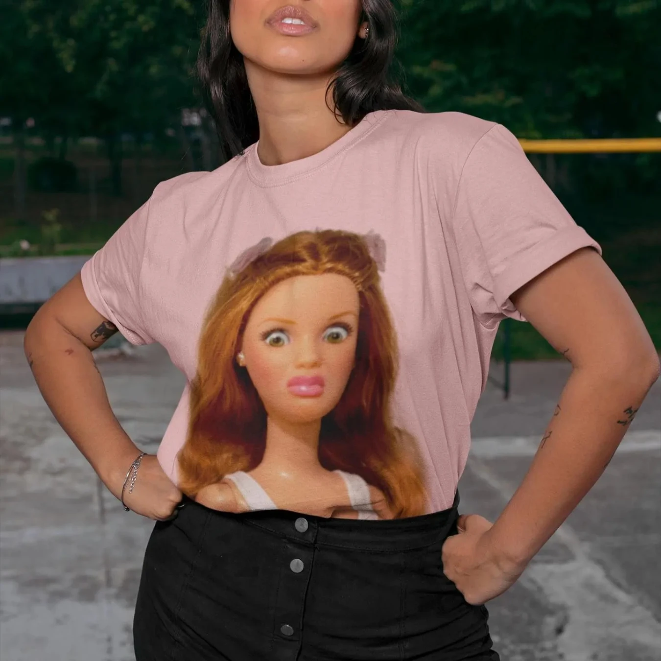 Popularna koszulka Gen Z, zabawna koszulka z memem o postaci lalki z efektem zniszczenia, dziwna koszulka, prezent dla kobiety, koszulka popularna w Tik Toku, sarkastyczny napis na koszulce.