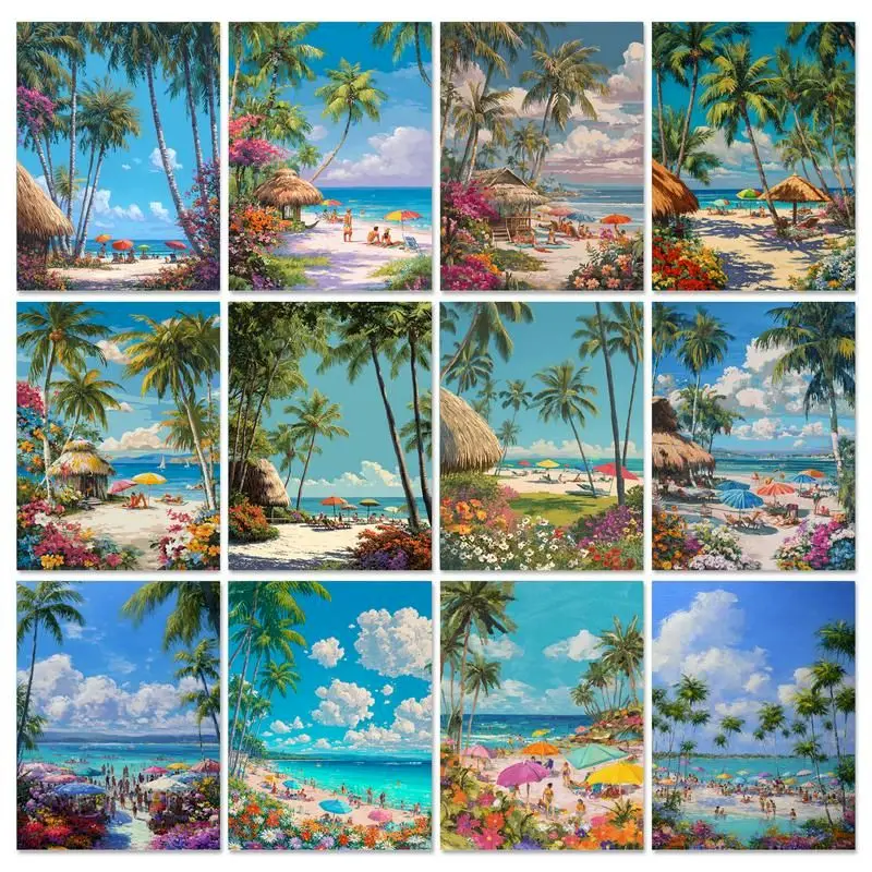 

GATYZTORY Paint By Number Hawaii Beach On Canvas Gift DIY Pictures By Numbers Scenery Kits Hand Painted Painting Art Home Decor
