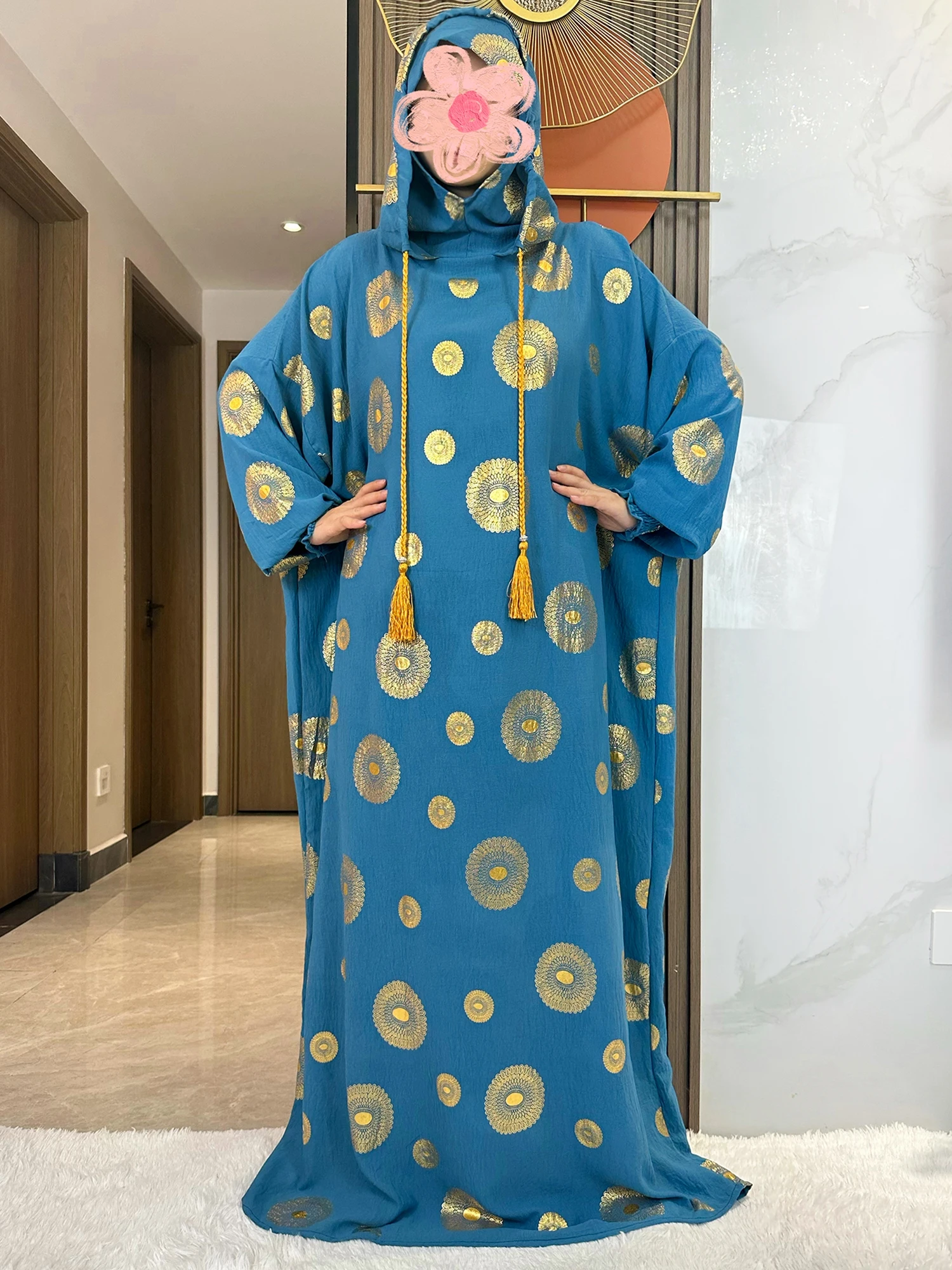 Novo algodão ramadan muçulmano dois chapéus abaya dubai turquia islam roupas de oração ouro poeira brilhante bordado islam vestido feminino kaftan