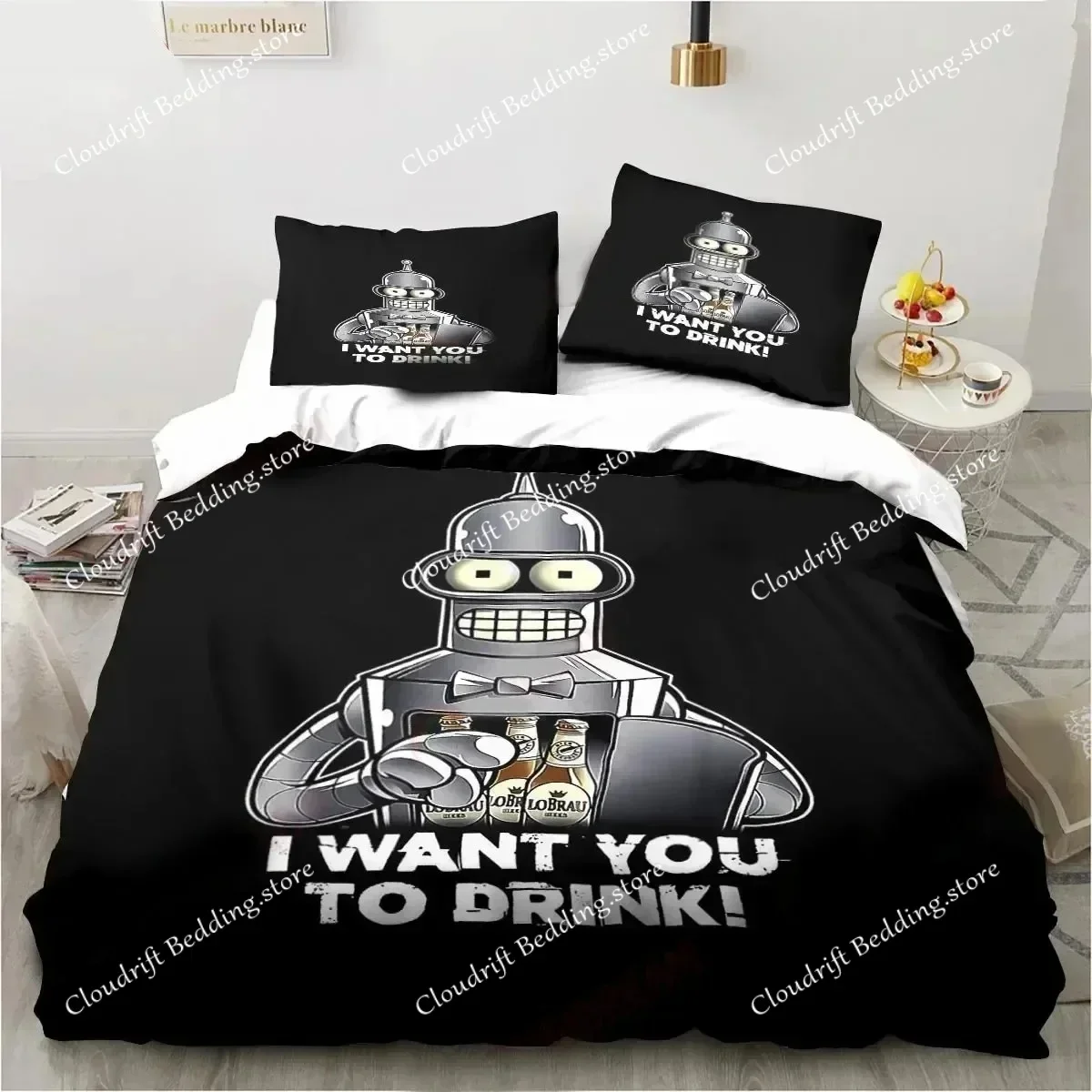 

Cartoon Futuramas Bender Bedding Set Duvet Cover Bed Set Quilt Cover Pillowcase Comforter king Queen Size Boys Adult Bedding Set