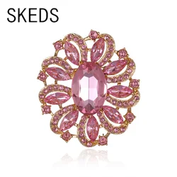 SKEDS Fashion Women Creative Luxury Rhinestone Shiny Brooches Pins Exquisite Crystal Lady Party Banquet Accessories Jewelry