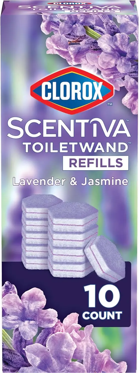 

Lavender & Jasmine Toilet Cleaner Refills, 10-Pack with Brush, Fresh Scent for Bathroom Hygiene