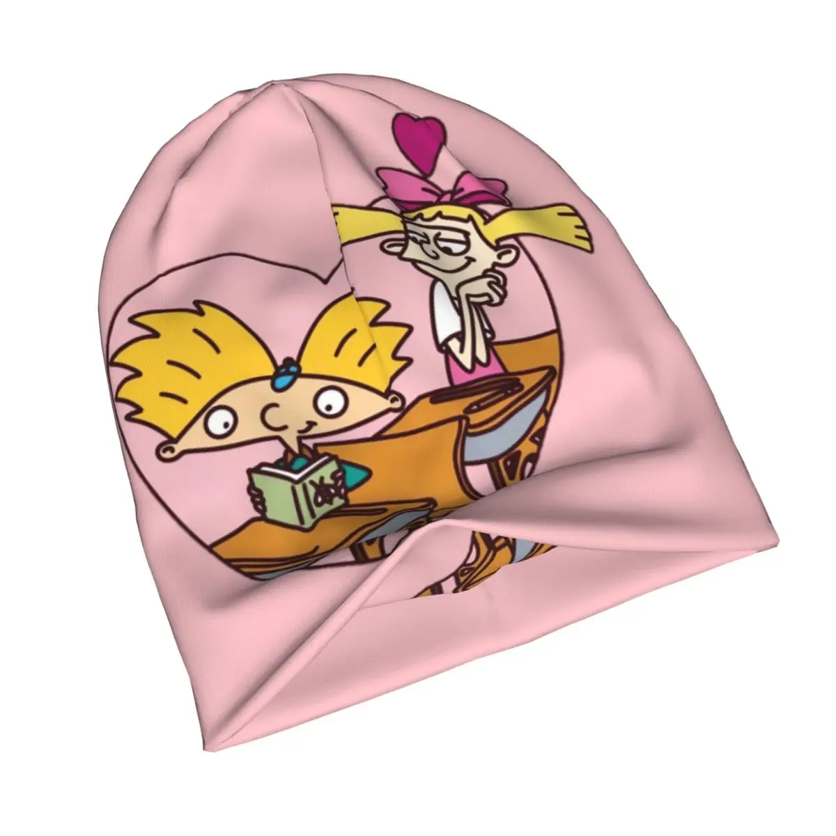 Hey Arnold! Beanies Helga Pataki Heart Beanies Caps Men Vintage Warm Thermal Elastic Bonnet Knit Hat