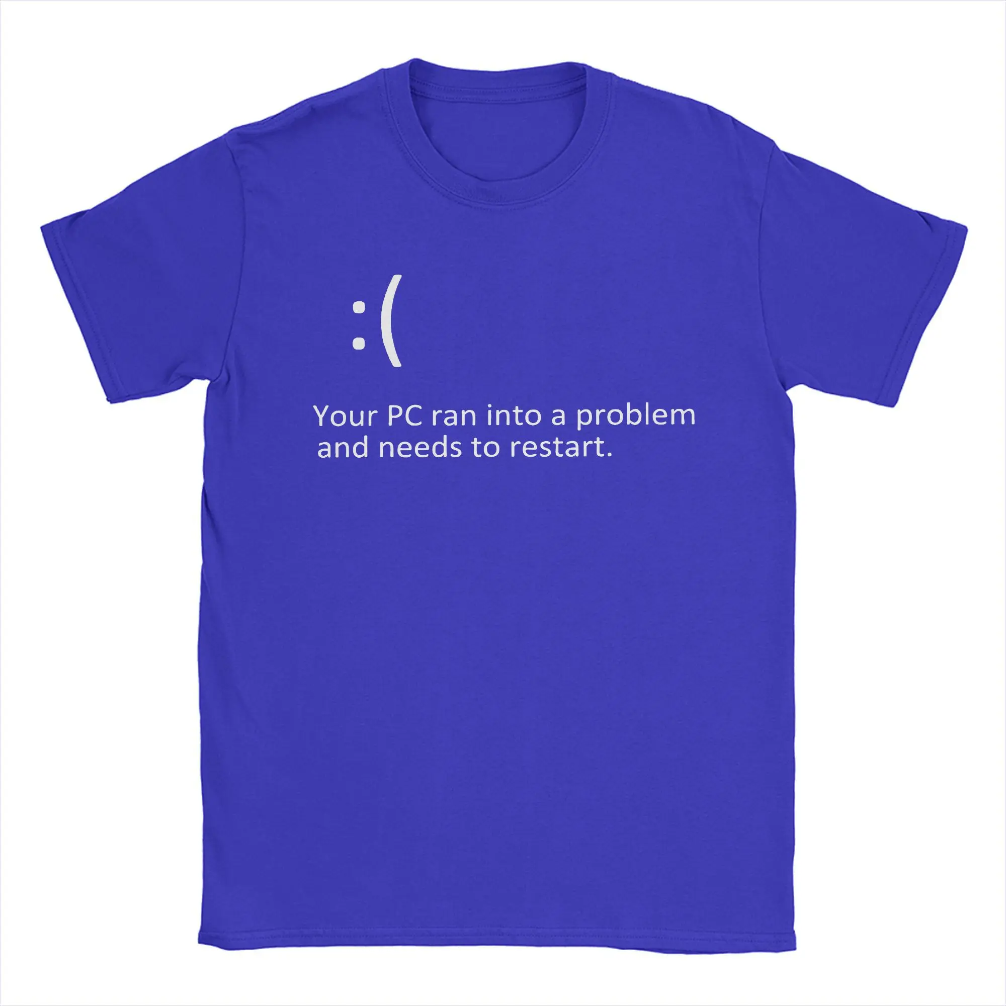 Blue Screen Of Death Windows 810 T-Shirts for Men Computer Gaming Graphics Humorous Cotton Tees T Shirts Plus Size Tops