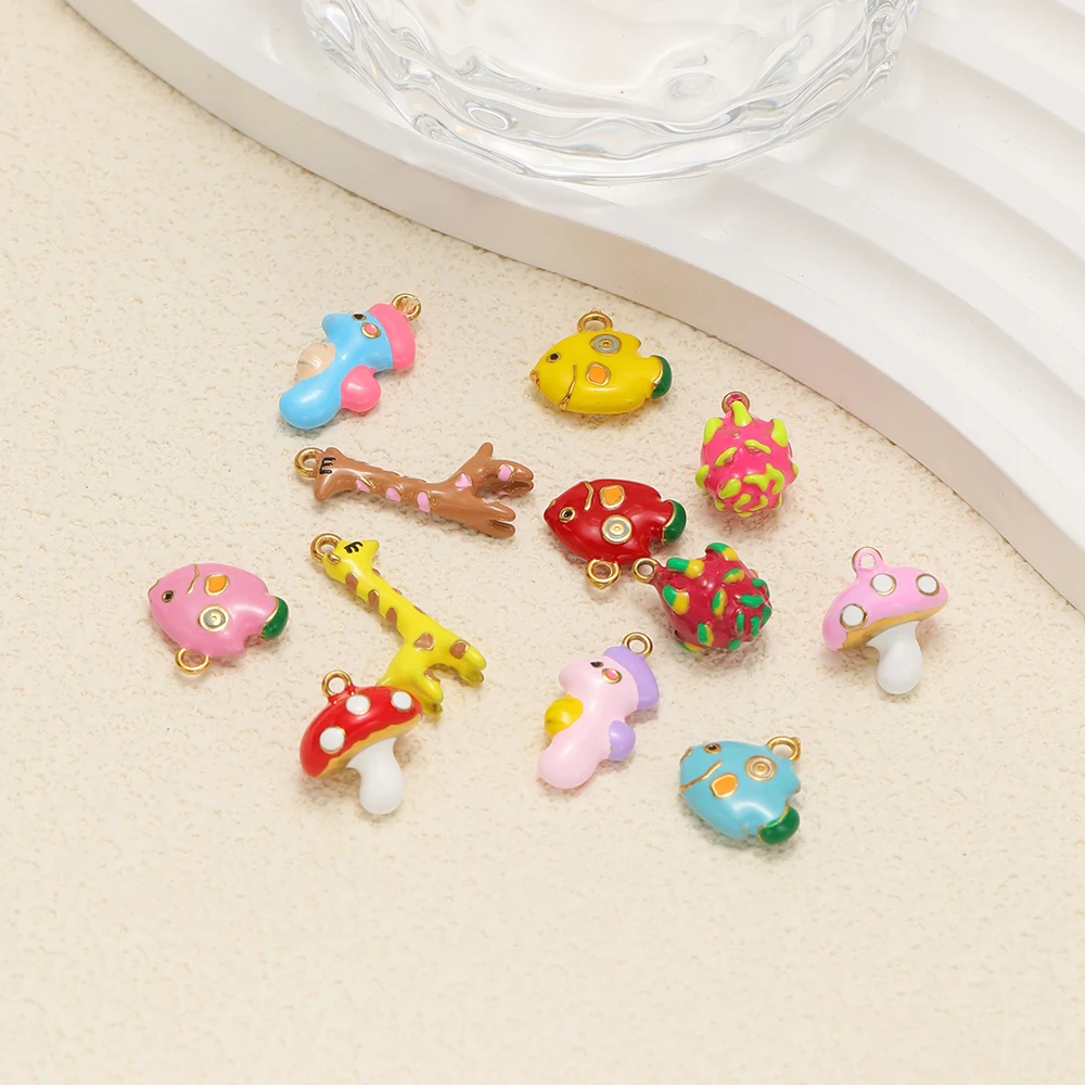 5 Stück Edelstahl 3D Giraffen-Anhänger Pitaya-Anhänger DIY Kinder-Schmuck Armband-Zubehör Halskette Mädchen-Ohrringe Bastelzubehör – Detail 4